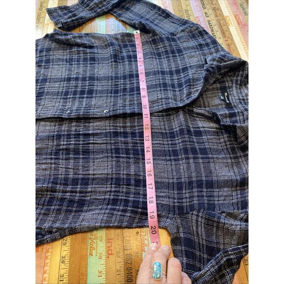 Madewell S Oversized Navy Blue White Plaid Wool Blend Flannel Button Down Shirt - Picture 11 of 12